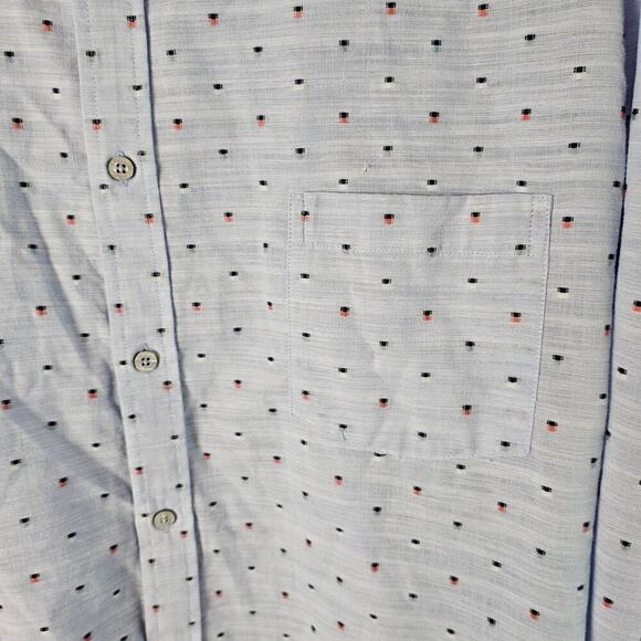 Rowm Big Button Down Shirt Mens 3XB Blue Speckled Casual Soft Cotton Long Sleeve - Picture 4 of 11